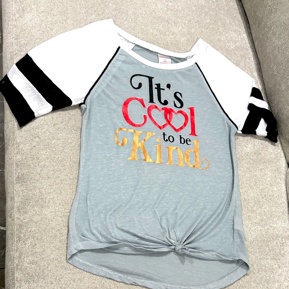 No Boundaries gray Raglan Tee with White Sleeves and Black Stripes